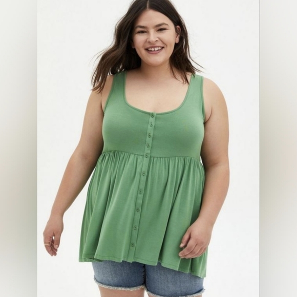 Torrid Babydoll Super Soft Button Front Tank - Picture 2 of 9